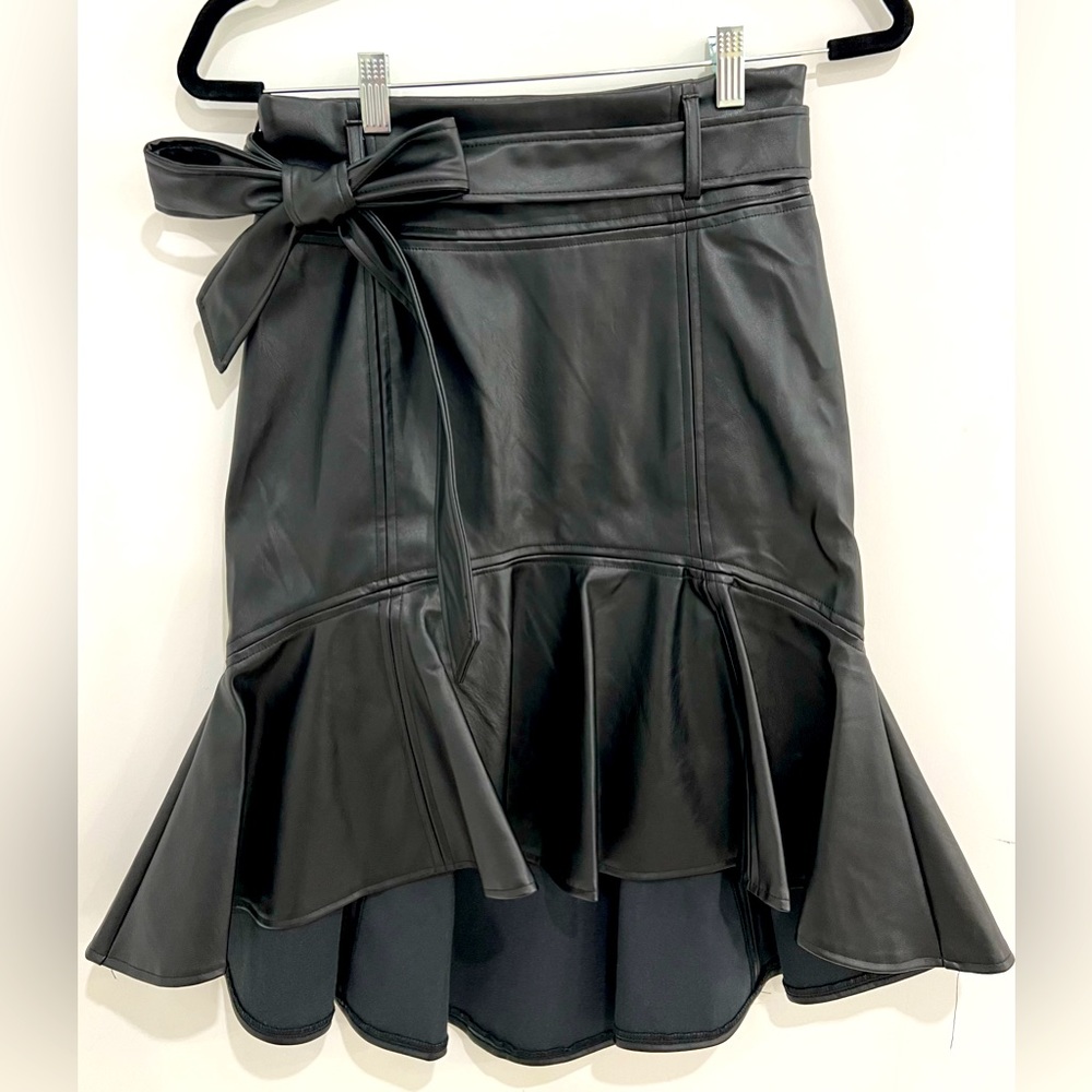 Nylon Apparel - Black Faux Leather Skirt Size M